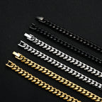 Width 8MM 316L Titanium Steel Golden Black Cuban Chain Necklace for Men Fashion Hip Hop Party Accessories Boyfriend Gift