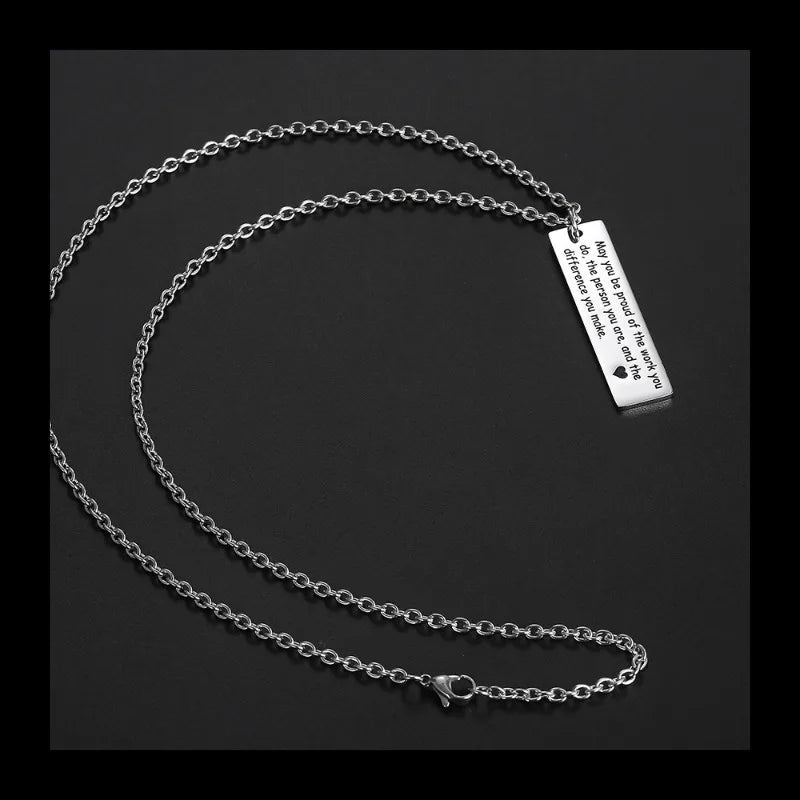 Square Brand Letter Pendant — Stainless