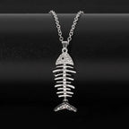 Fish Bone Necklace Rhinestone Skeleton Pendant Sparkly Chain Choker Hip Hop Jewelry Edgy Fashion Accessory Gift