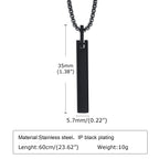 Vnox Stainless Steel Vertical Bar Necklaces for Men Boys, Black Simple Metal Pillar Pendant, Casual Neck Collar