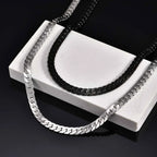 Flat Cuban Chain Necklace for Men Boys,Waterproof Stainless Steel Links Collars,Classic Male Accessories Jewelry Gifts