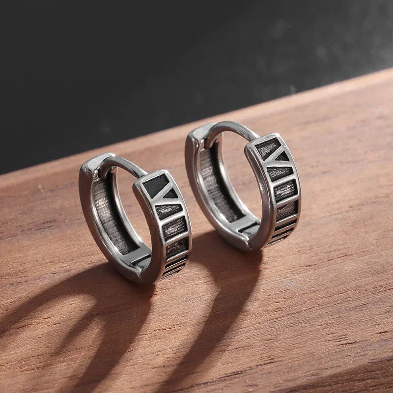 Gothic Spiked Hoop Earrings Small Textured Huggie — Two-Tone