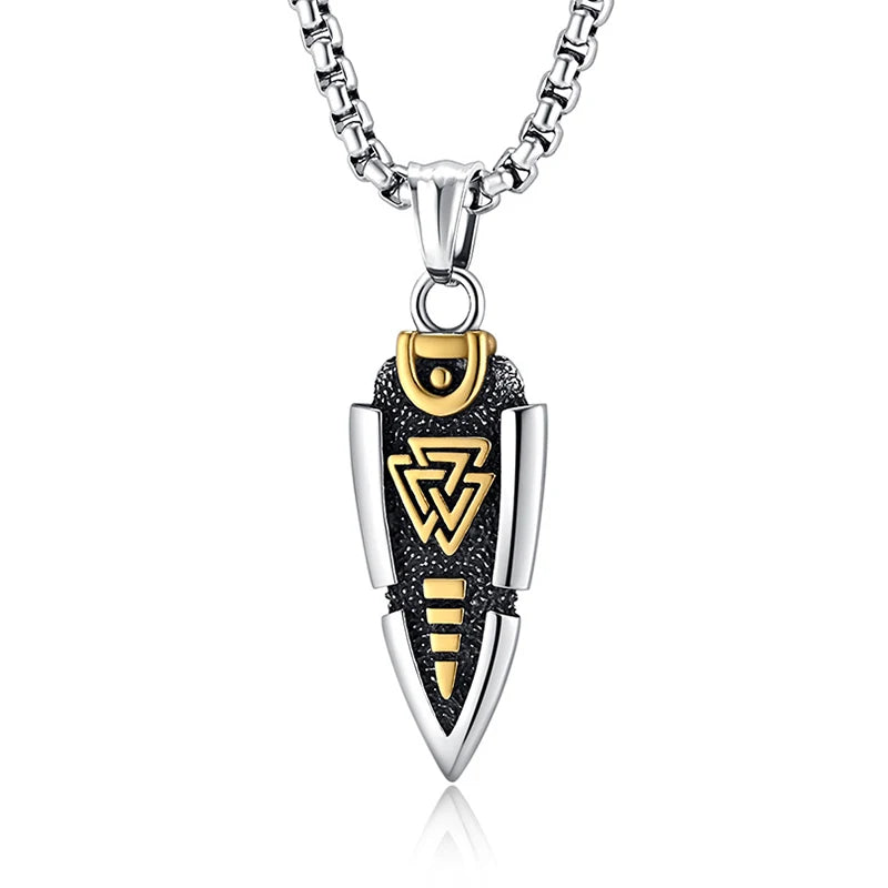 Odin Rune Viking Stainless Steel Pendant Necklace