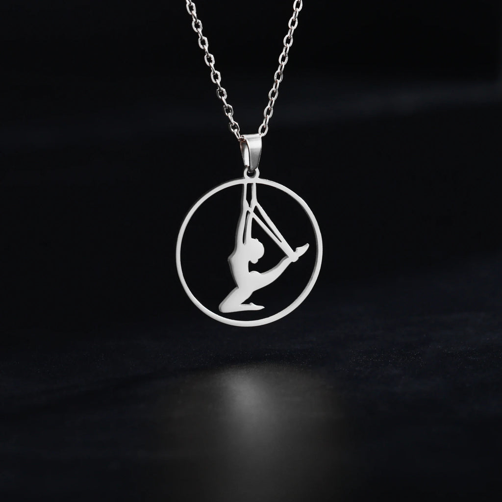 Unift Stainless Steel Sport Women Necklace Runner Rhythmic Gymnastics  Silhouette Pendant Fashion Birthday Jewelry Wholesale