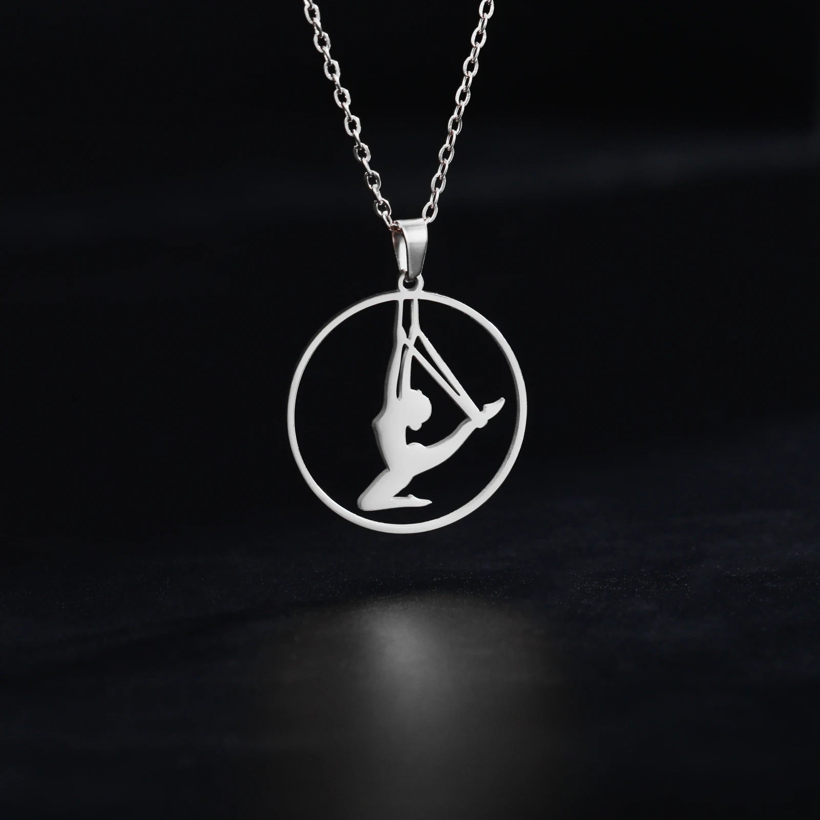 Unift Stainless Steel Sport Women Necklace Runner Rhythmic Gymnastics  Silhouette Pendant Fashion Birthday Jewelry Wholesale