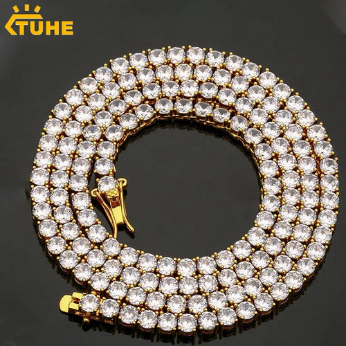 4mm Iced Out Tennis Chain Necklace — Rose Gold