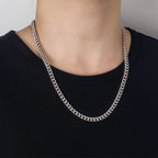 Original Simple Chain 6 mm 925 Sterling Silver Curb Cuban Chain Necklace For Men Male Neck Punk Birthday Party Jewelry