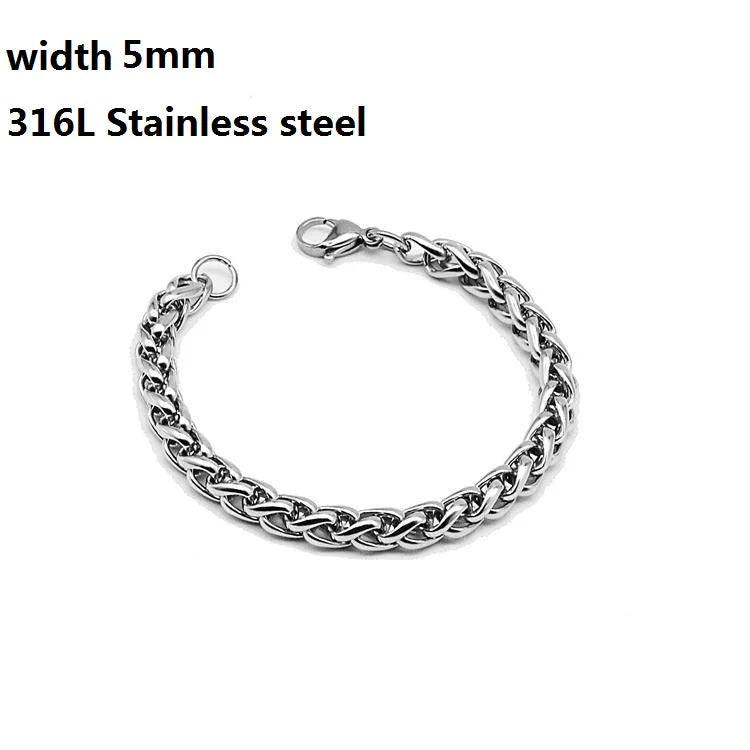 316L Stainless Steel Cuban Chain Bracelet for Men Women Figaro Vintage Metal Viking Kpop Pulseras Emo Cute Luxury