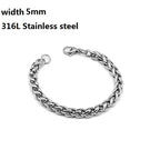 316L Stainless Steel Cuban Chain Bracelet for Men Women Figaro Vintage Metal Viking Kpop Pulseras Emo Cute Luxury