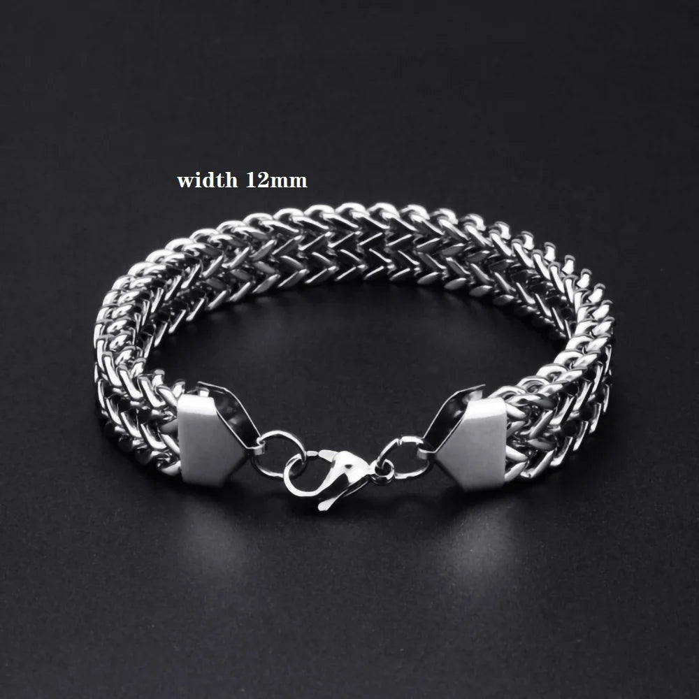 2022 New Trendy 316L Stainless Steel Base Chain Bracelet for Men Women Link Cuban Byzantine Coffee Beans Pig Nose Jewelry Gift