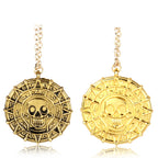 Movie Accessories Akg Pirates Of The Caribbean Aztec Gold Color Coin Necklace Retro Skull Pendant Punk Hip Hop Necklace