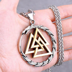 Odin Rune Vegvisir Pendant Necklace — Stainless Steel