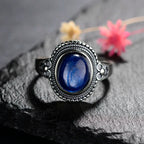 Sterling Silver 925 Vintage Rings Oval 8X10mm Rings Black Onyx Natural Fine Jewelry For Men Women Rhodochrosite Rings