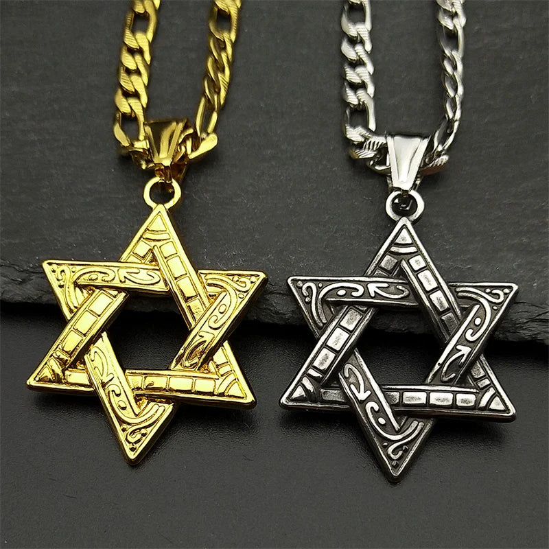 Star of David Pendant Necklace — Steel