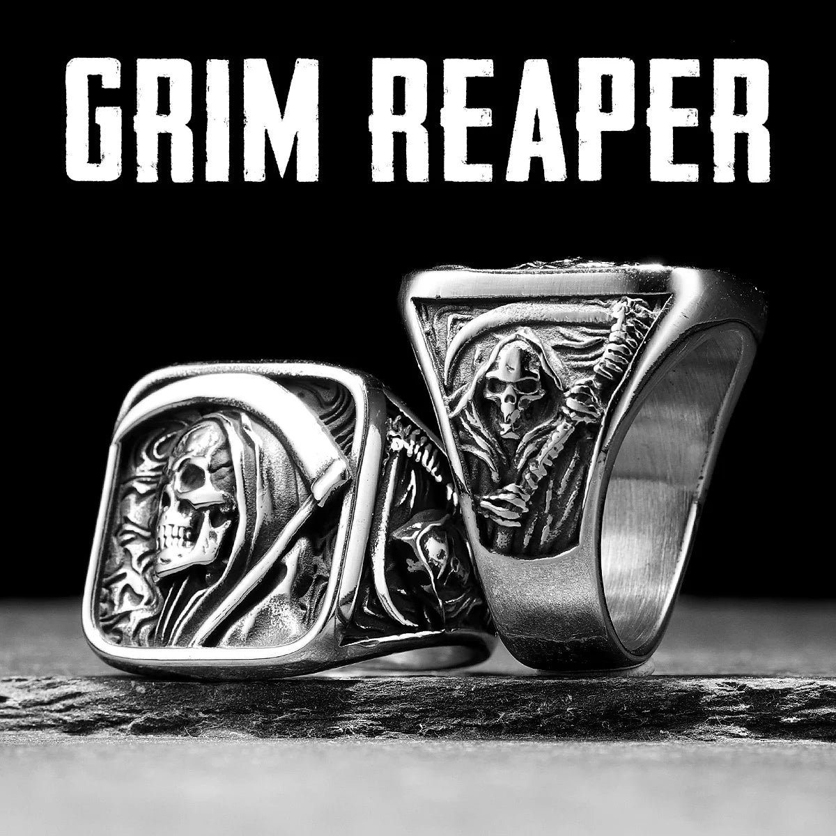 Grim Reaper Skull Ring — Stainless Steel