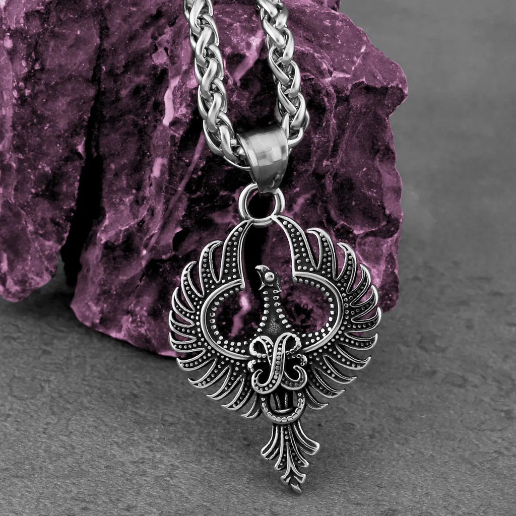 Fashion Animal Phoenix Amulet Necklace Men Women Simple Vintage Hip Hop Biker Pendant Necklace Creative Charm Jewelry Wholesale