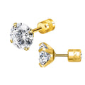 1 Pair 3-8mm Classic Round/Flat Back Screw Stud Earrings for Women/Men Stainless Steel  Shiny Zircon Crystal Piercing Jewelry