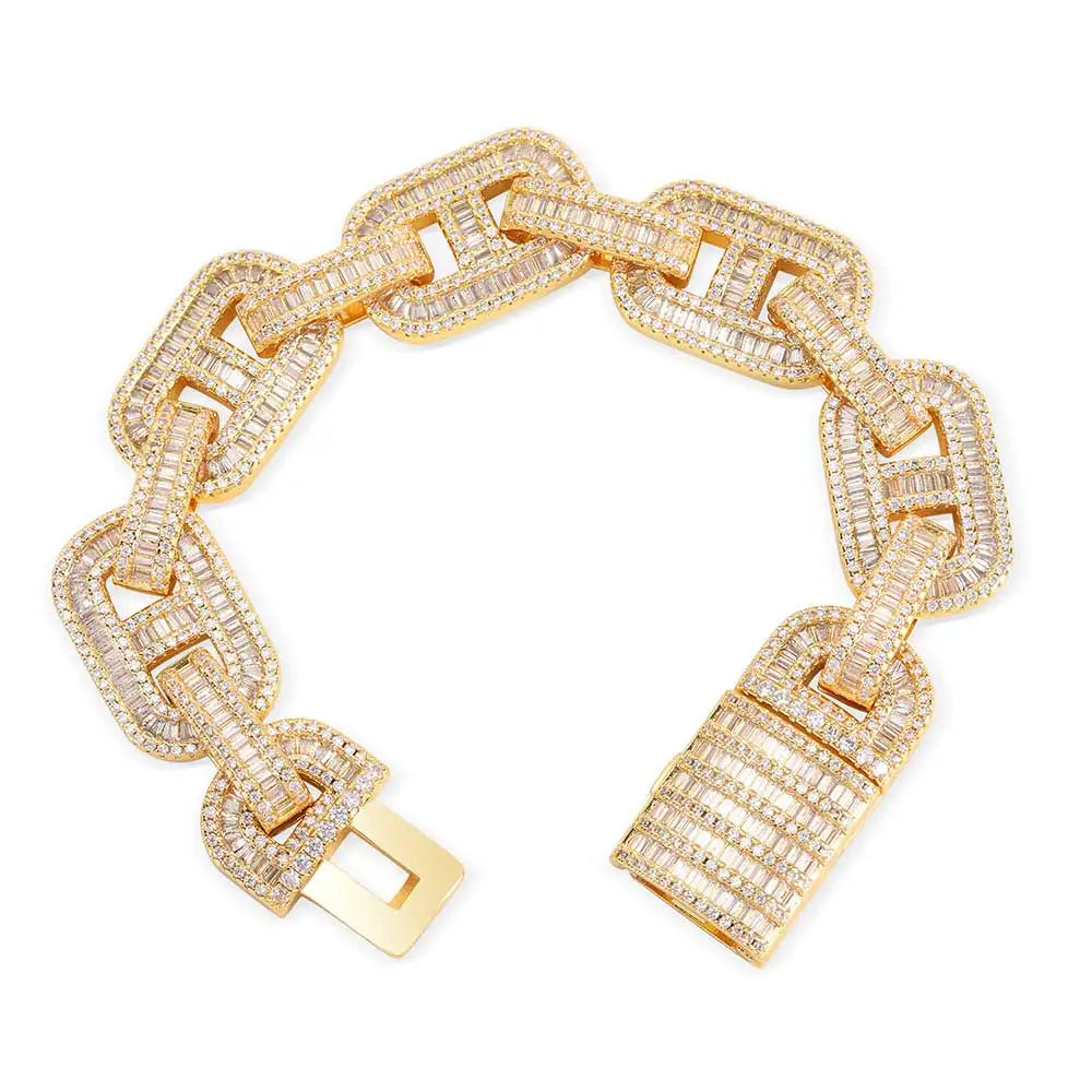 Iced Out Cuban Bracelet Stainless Steel Pig Nose