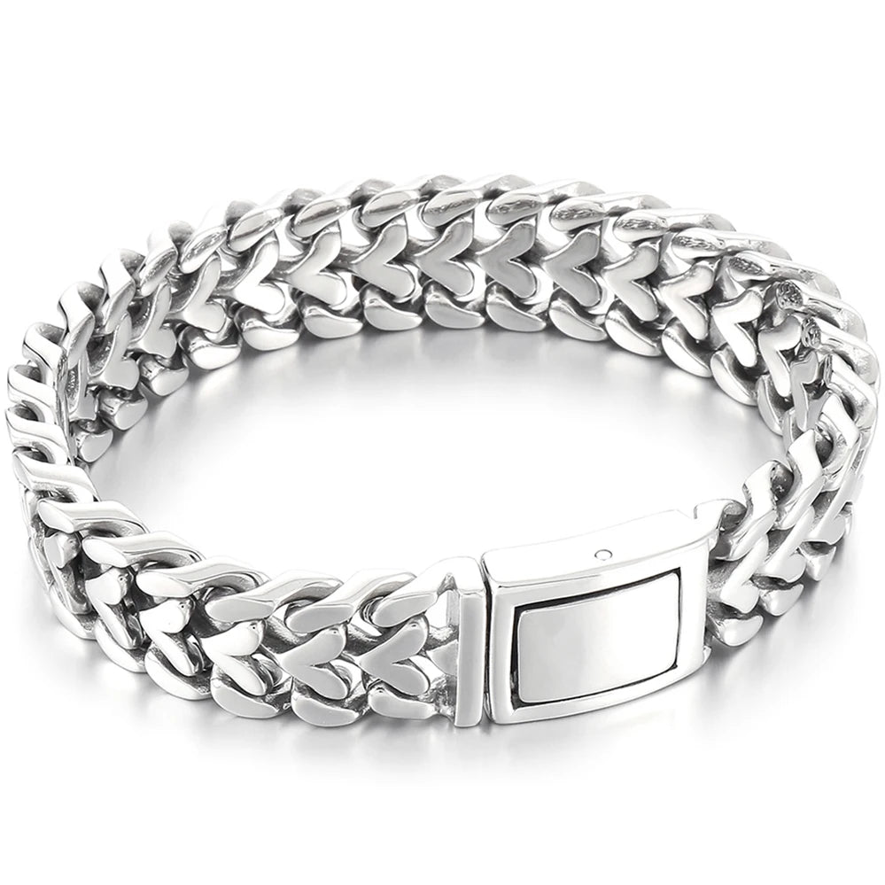 Polished 316l Stainless Steel Bracelet for Men 16MM Chain Link Men's Wrist Arm Jewelry Birthday Gifts for Boys Him
