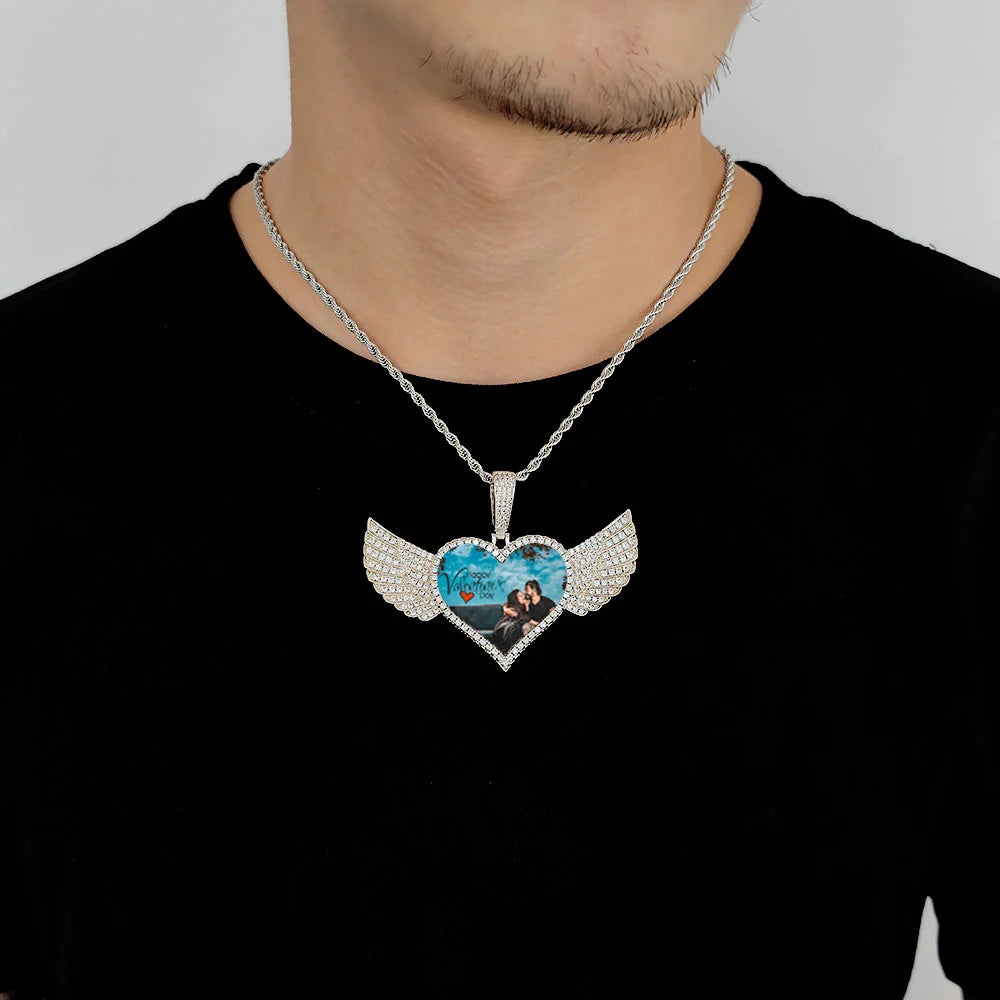 Heart Photo Pendant Necklace Stainless Steel