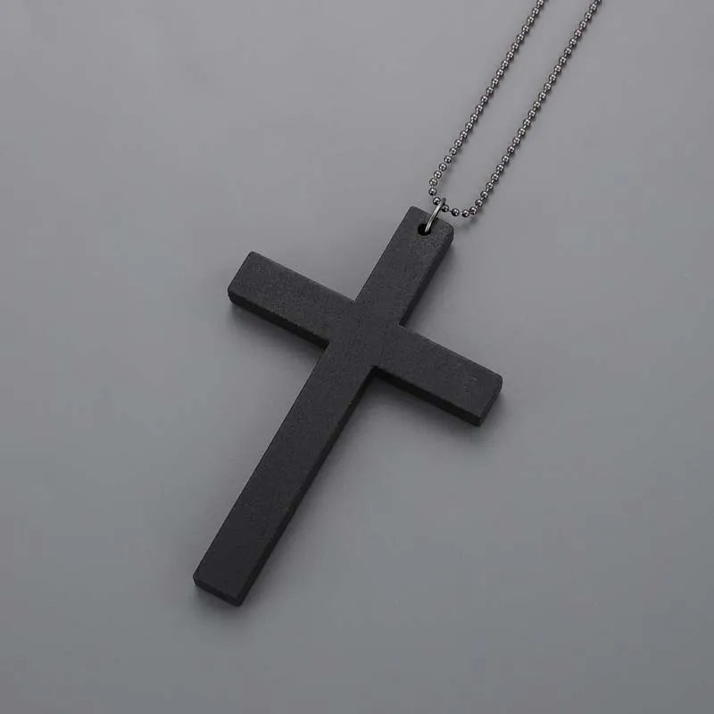 Wood Cross Pendant Necklace
