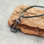 Marine Series Anchor Rudder Pendant Necklace Men Durable Wax Thread 24Inches Long Neck Jewelry Outdoor Surfing Beach