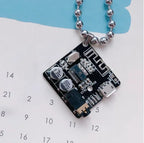 Y2K Cyberpunk Necklace PCB Electric Board Pendant Necklace for E-girl Women Hip Hop Stainless Steel Ins Necklace