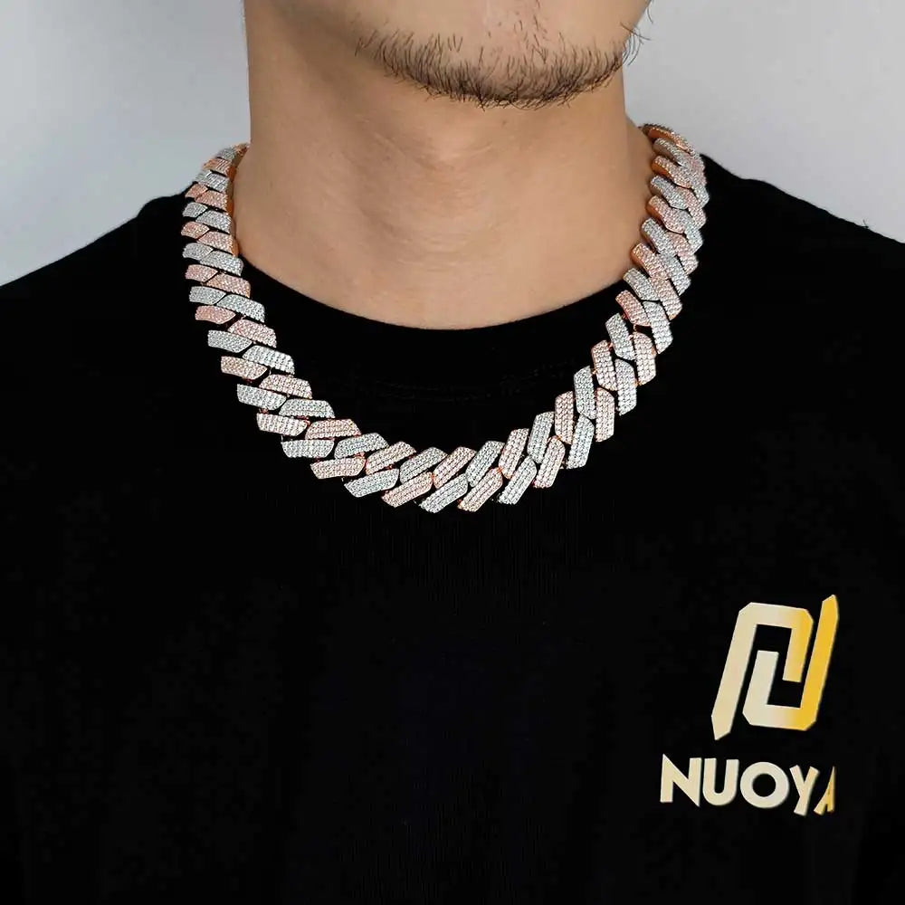 Two-Tone Iced Out Cuban Chain Necklace 20MM