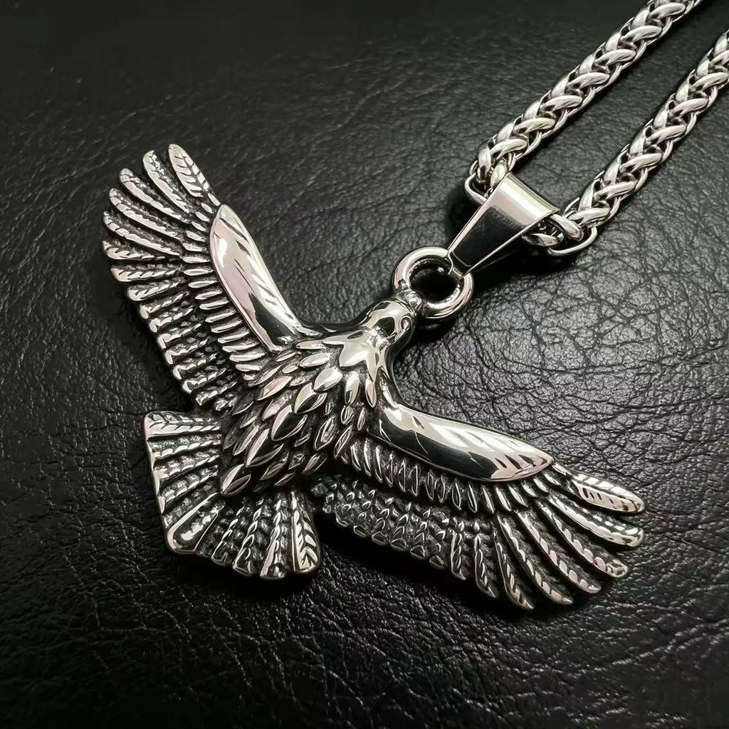 Viking Raven Stainless Steel Pendant Necklace