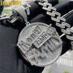 New Hip Hop Money Pendant Necklace Gold Color Iced Out Bling CZ Cubic Zirconia Letters Rich Dollar Charm Men Women