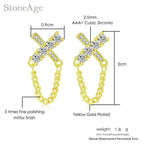 Iced Out Cross Stud Earrings — Silver