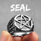 Pentagram Skull Ring — Stainless Steel