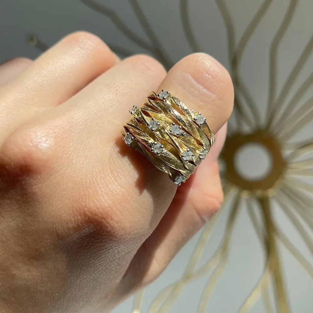 Entwined Vines Multi-Layer Wide Ring for Women — Stainless Steel