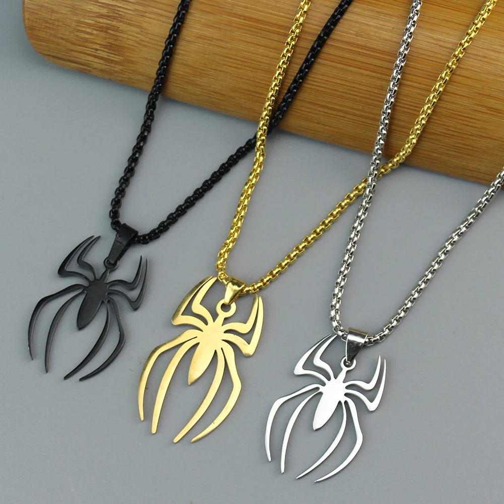  Stainless Steel Simple Personalized Spider Keychain Pendant Men and Women Fashion Party Pendant Necklace Charm Gifts