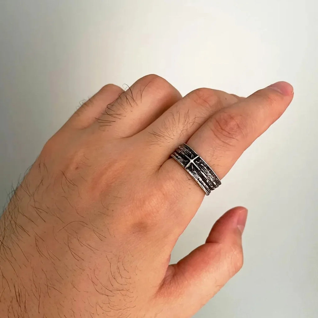 Unisex Silver Starry Night Punk Gothic Adjustable Open Ring Retro Art Jewelry Gift for Men And Women