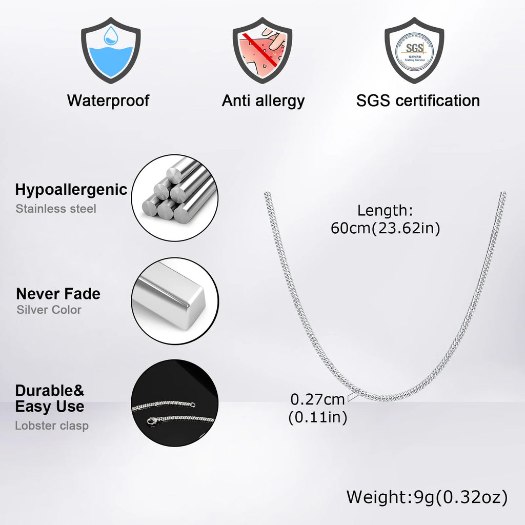 Vnox Cuban Chain Necklace for Men 45cm 60cm 70cm Length Option Vintage Metal Collar Punk Stainless Steel Curb Link Chain Chokers