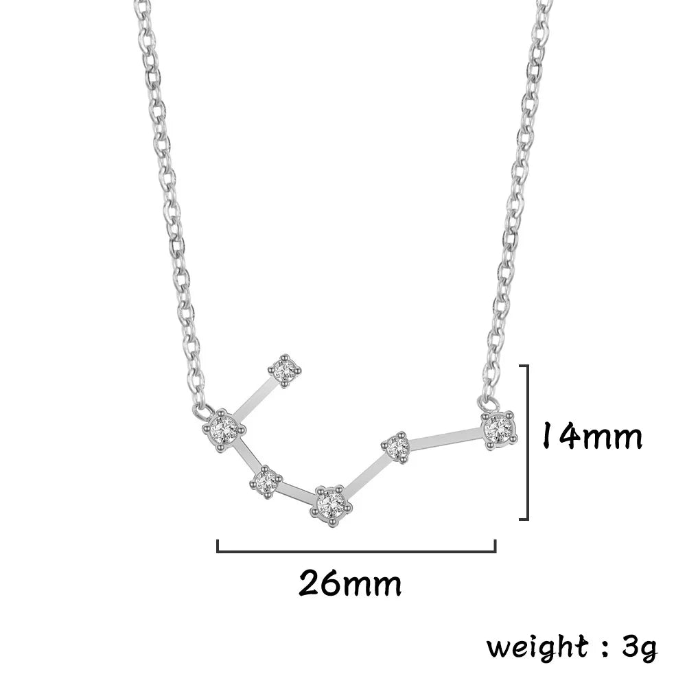 Unift Clear Zircon Zodiac Constellation Women Necklaces Star Sign Pisces Aries Taurus Pendant Fashion Horoscope Amulet Jewelry