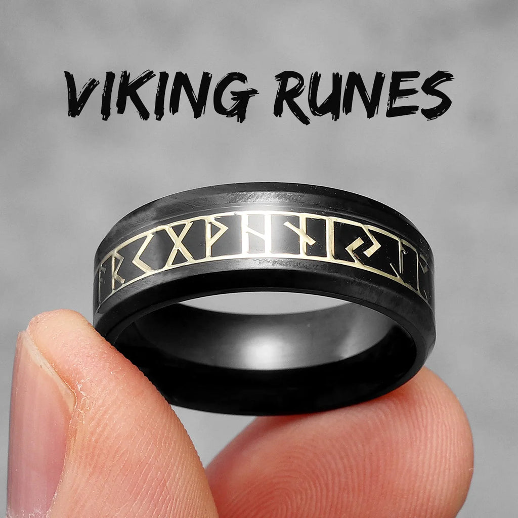 Vintage Nordic Viking Runes Celtic Knot Series Stainless Steel Womens Mens Rings Punk Biker Jewelry Creativity Gift