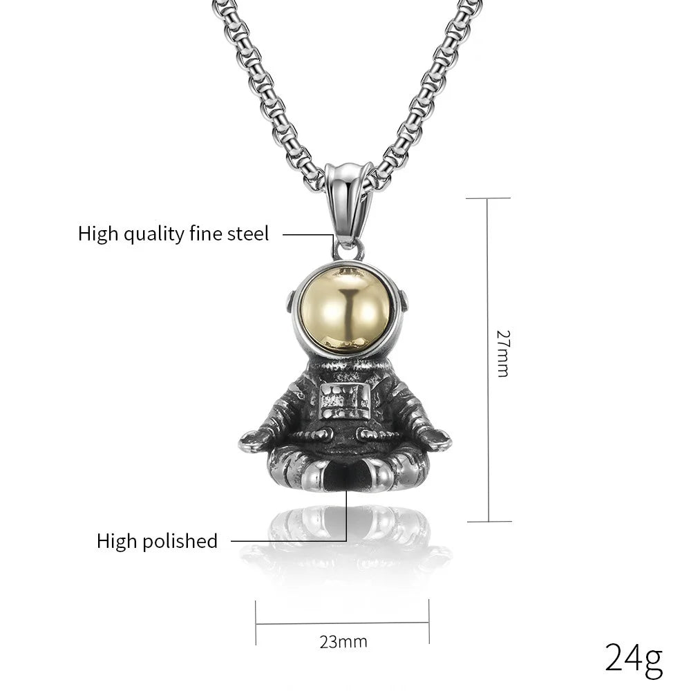 Astronaut Stainless Steel Pendant Necklace