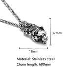 Vintage Vikings Celtic Wolf Head Necklaces Men's Stainless Steel Norse Mythology Fenrir Wolf Animal Pendant