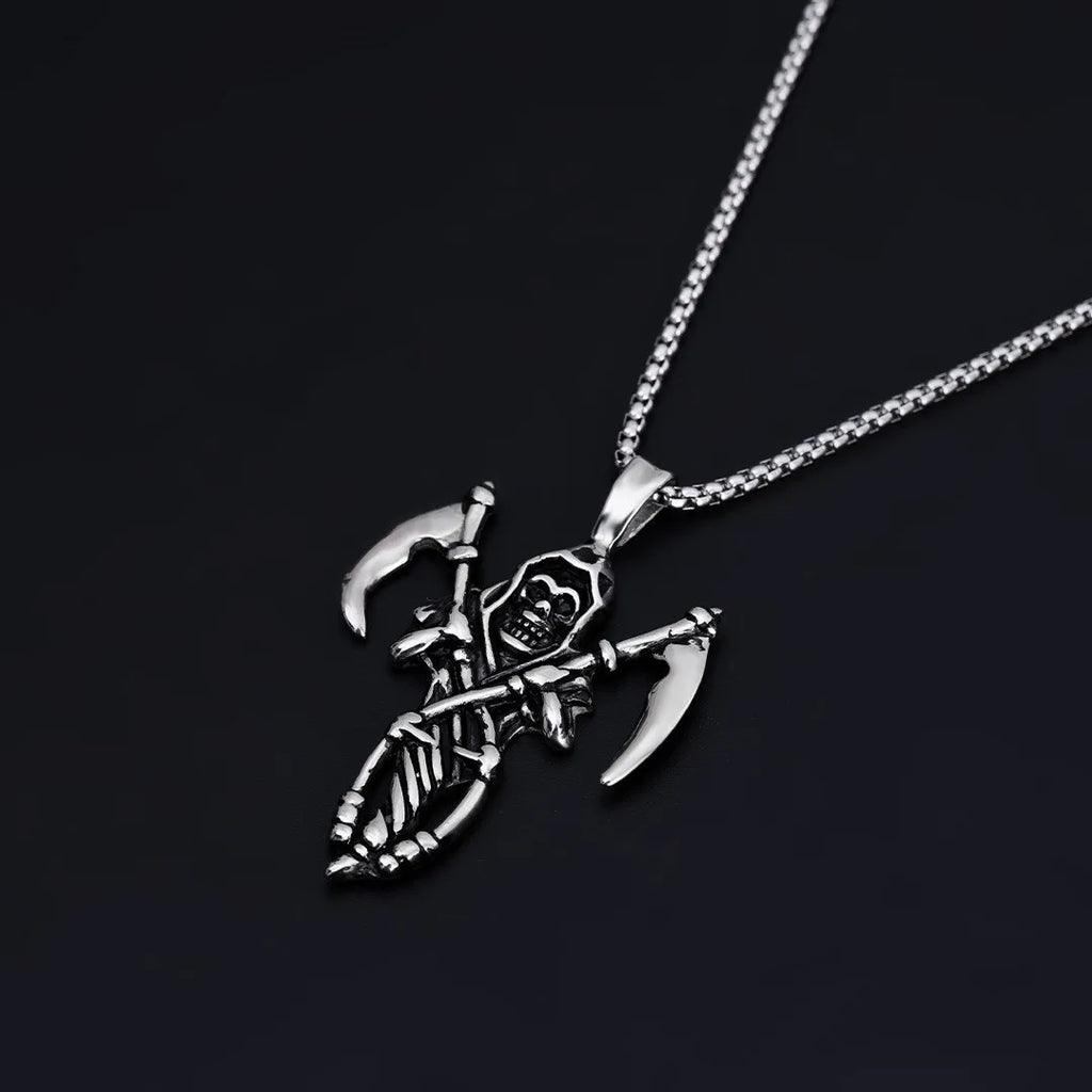 Skull Reaper Steel Pendant European American Versatile