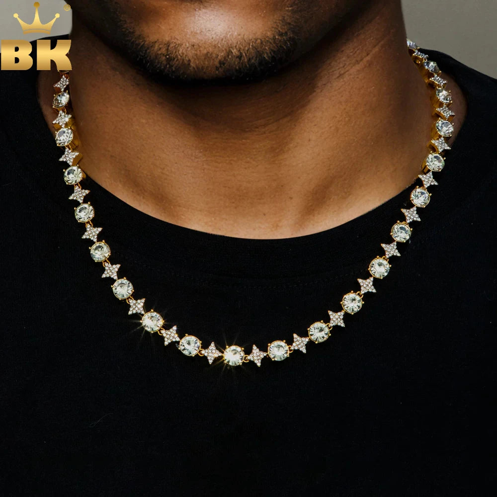 TBTK Mixed Sprkling Quadrangular Star Tennis Chain Necklace Round Cut Iced Out Cubic Zirconia Bracelet HipHop Jewelry For Gift