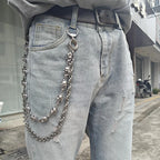 Skull Round Bead Biker Pants Chain — Stainless Steel