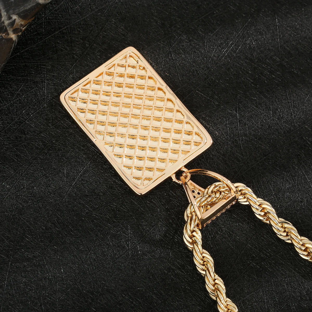 ‌Trendy Poker Dice Pendant Necklace Brass with Zircon Stones Hip Hop Jewelry for Women Men Popular Gift