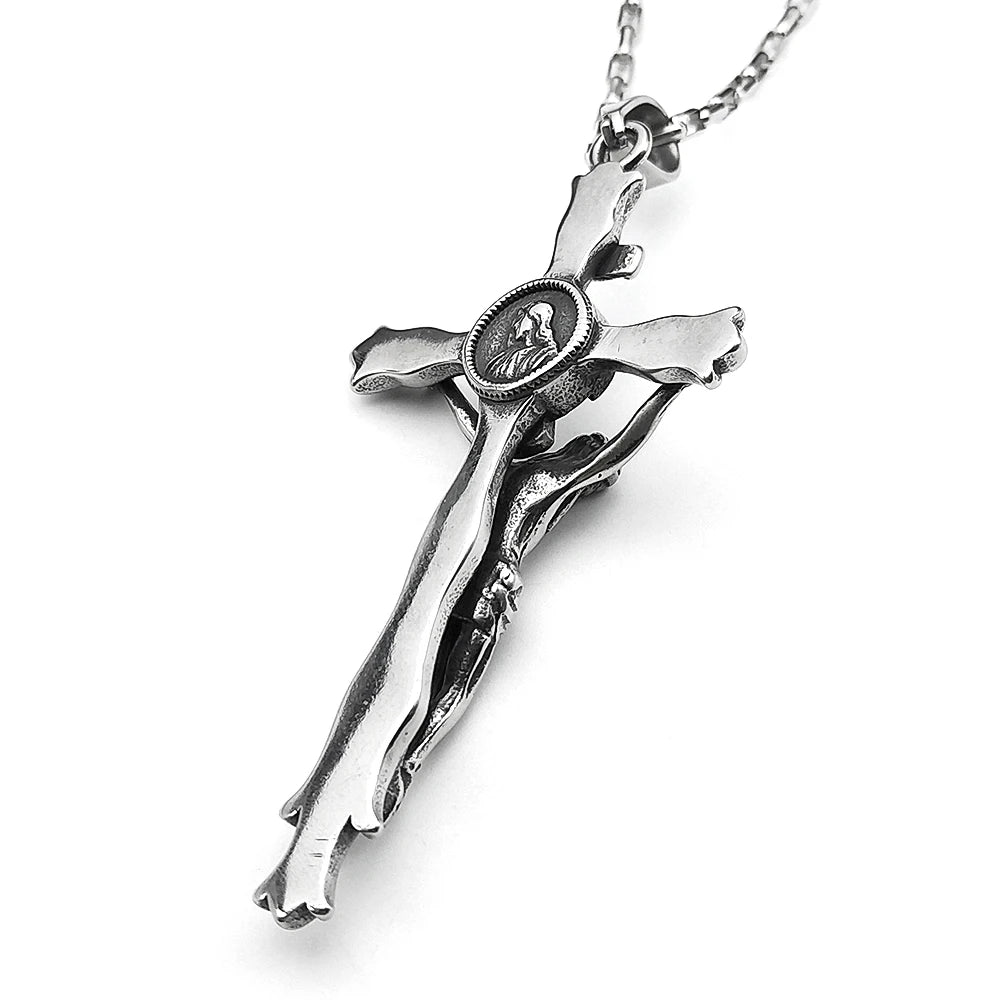 Big INRI Jesus Crucifix Cross Pendant Necklace — Stainless Steel