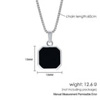 Punk Style Black Square Pendant Necklace For Men Women Hip Hop Stainless Steel Gold Color Neck Chain Rock Jewelry Cool Fashion