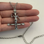 Baphomet Pentagram Cross Necklace — Black Metal
