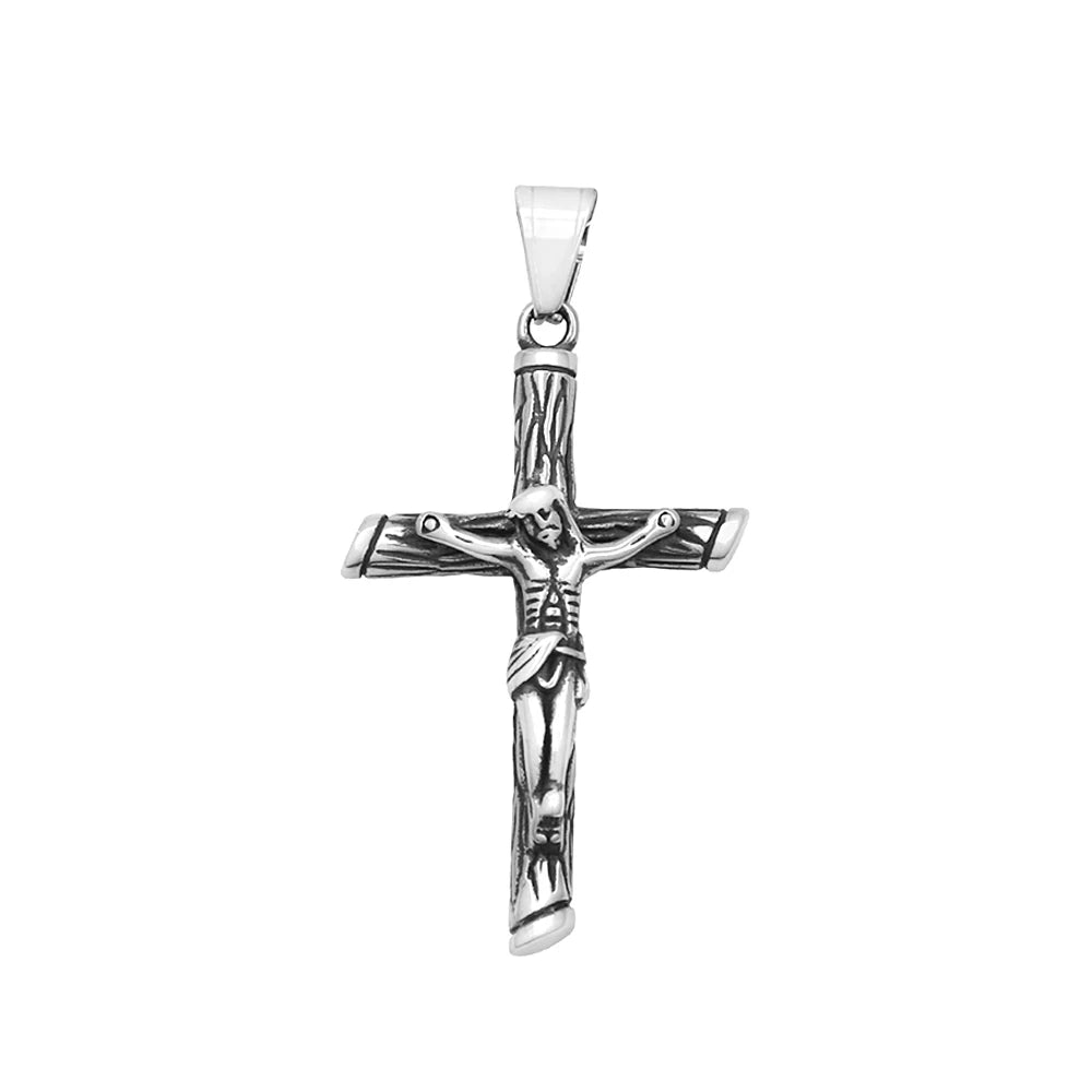 Cross Jesus Steel Pendant Vintage 316L Religious