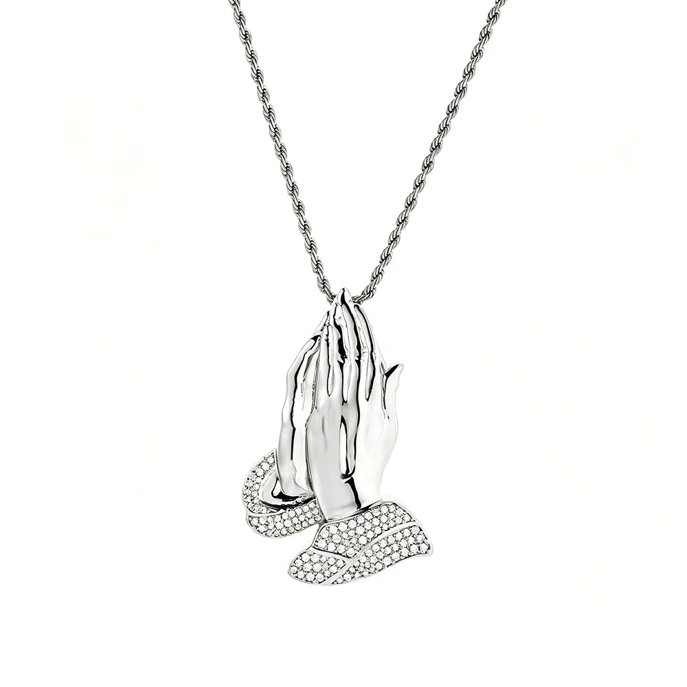 ESKEEM Wholesale Hip Hop Iced Out CZ Hamsa Hand Pendant Necklace Jewelry for Women Men Gold Silver Charm Diamond Pendant Gift