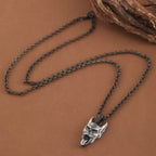 Black Skull Pendant Necklace — Wooden Box